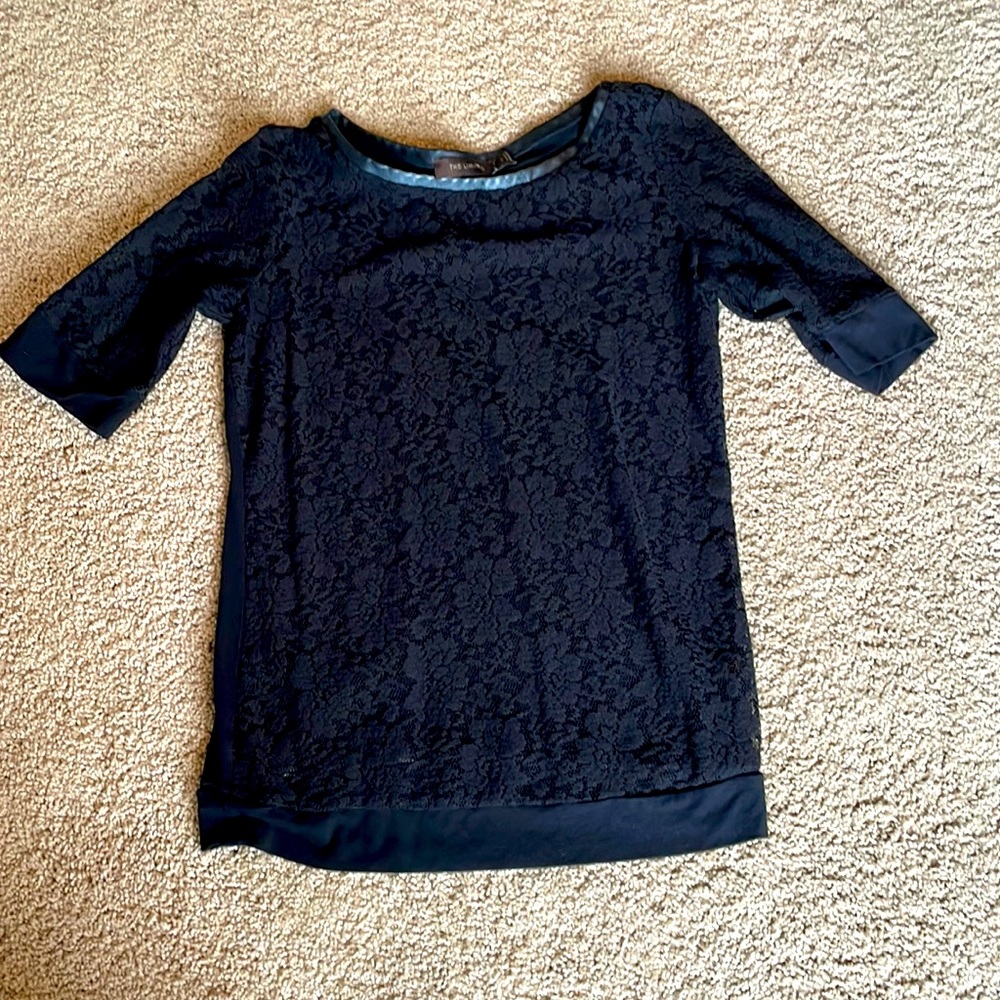 The Limited Lace Blouse with “leather” neckline